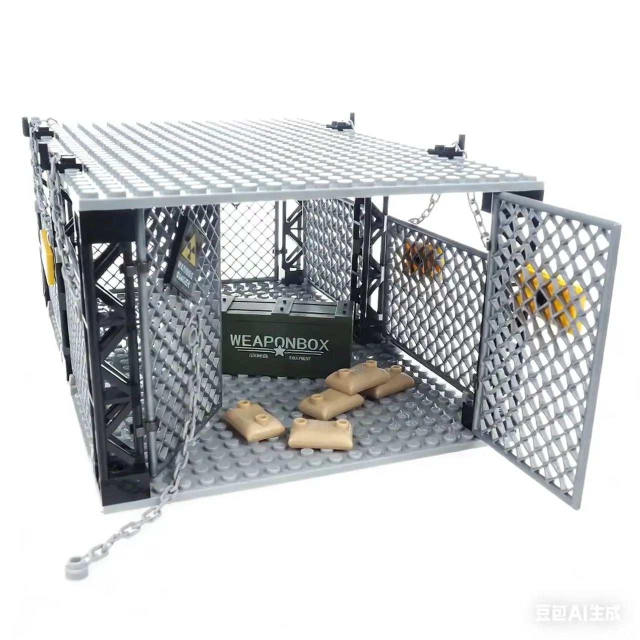 Bucket Cage Single Layer Net Wall Building Block Figures Duel Arena Captivity Dinosaur Monster Animal Model Child Gifts Boy Toys