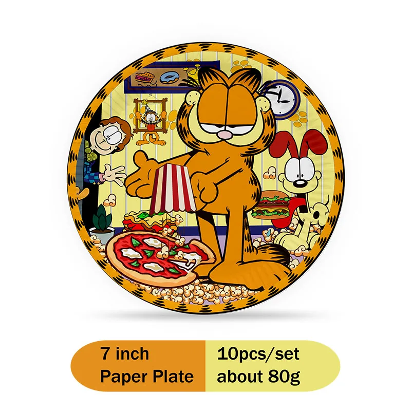 Garfield temático feliz aniversário festa suprimentos decoração utensílios de mesa descartáveis pratos copos canudos de favo de mel chá de bebê casa deco