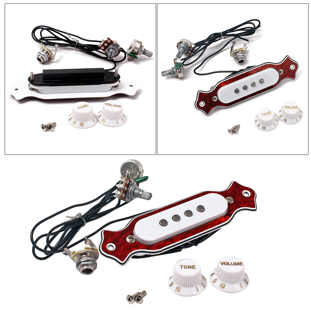 

Metal Dark Red Four-string 4-Pole Cigar Box Soundhole Guitar Pickup Replace Music Accessories GMB328