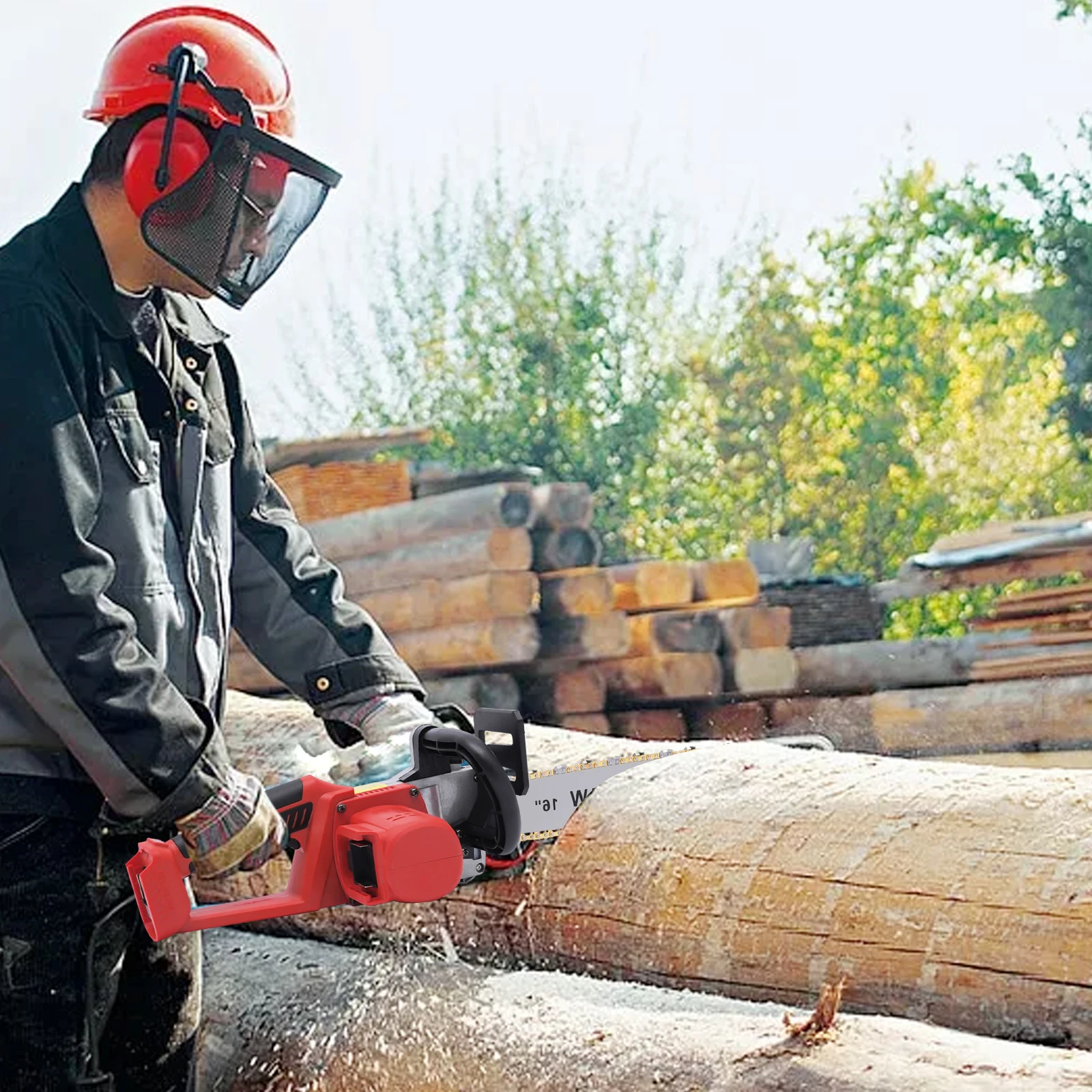 Sierra eléctrica de tala de 16 pulgadas, Red desnuda (pilas no incluidas sin enchufe)