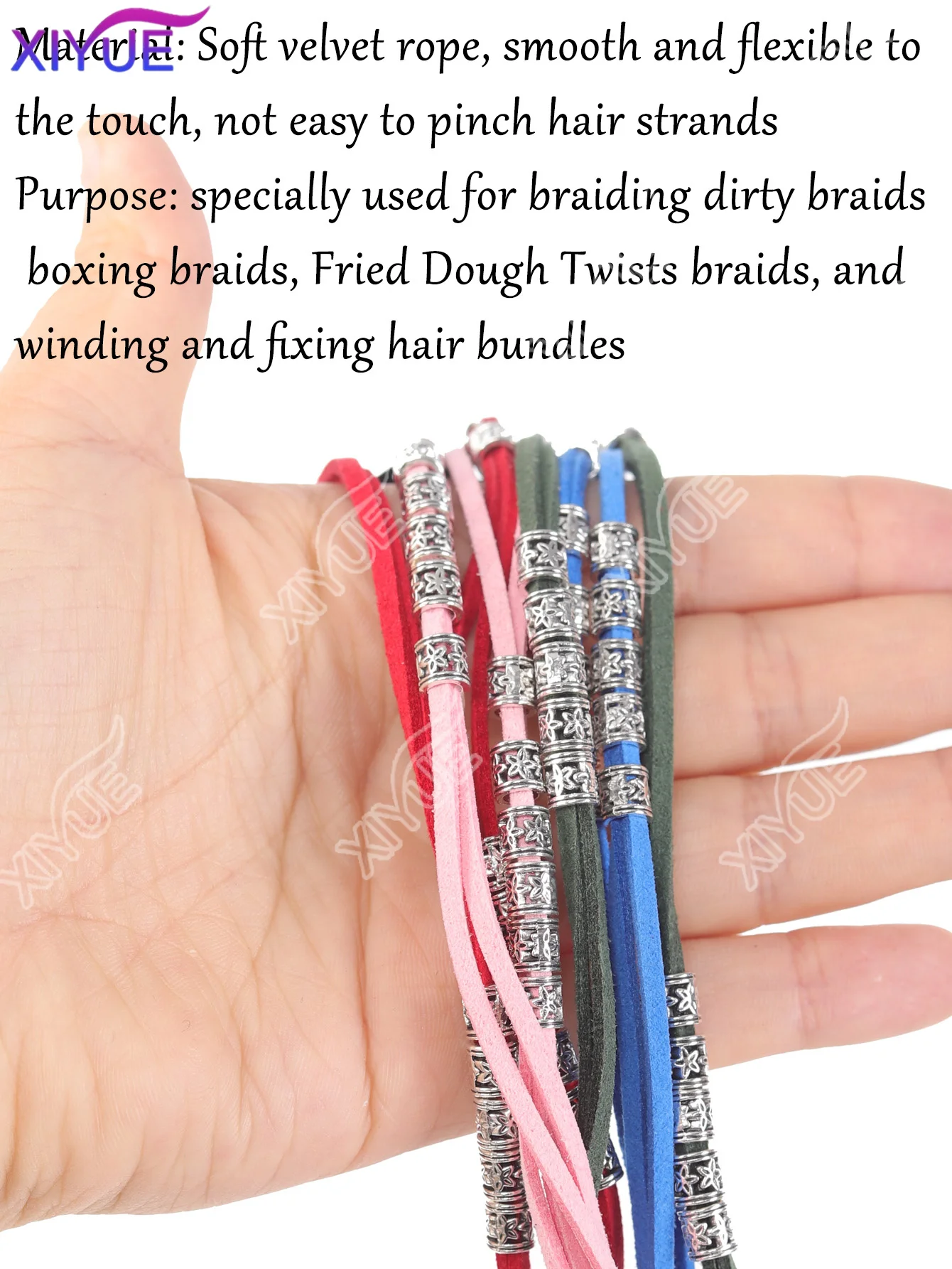 XIYUE Synthetic Velvet Rope Beaded Wig Braid Hairpin, Tassel Dirty Braid Braided Hair Headdress, High Temperament Hair Accessory