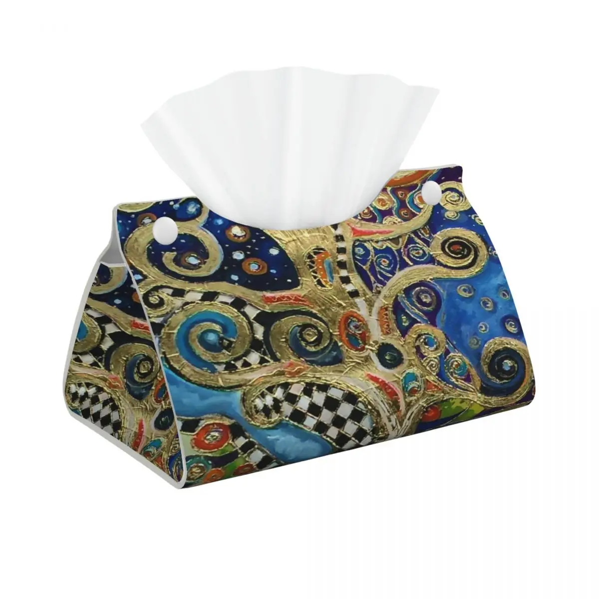 Custom The Changing Seasons By Gustav Klimt Facial Tissue Box Cover Rectangular PU Leather Tissue Box Holder for Car Bathroom