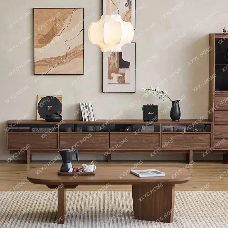 LBlack walnut coffee table all solid wood edge table, living room home, square small table