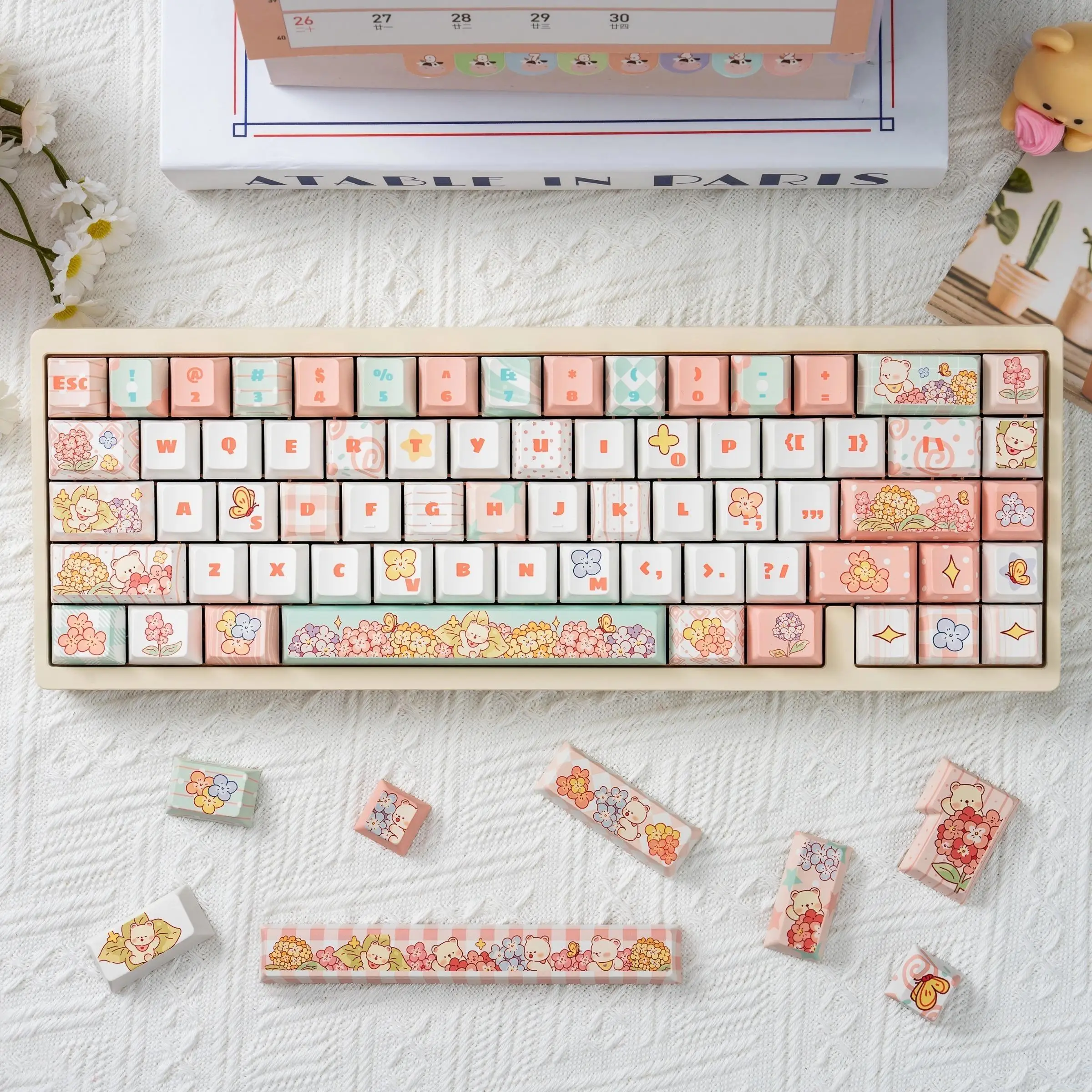 Original PBT Keycaps Cherry Profiled Heat Rise Customized Keyboard Caps Suitable for MX Switch Ansi Alice Layout Keyboard Kit