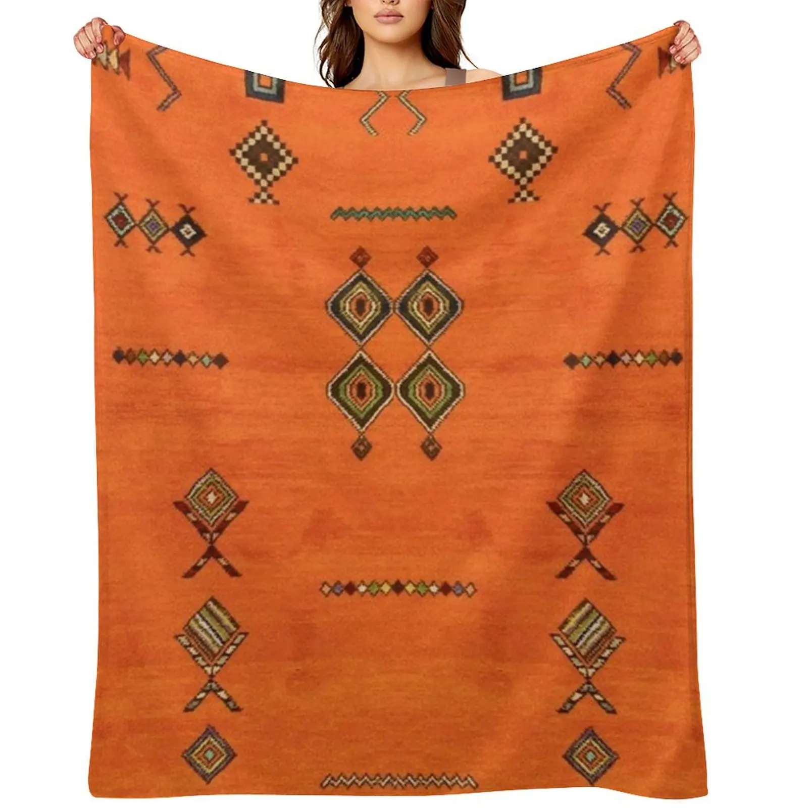 

Oriental Traditional Moroccan Berber Rug Artwork Throw Blanket Plaid on the sofa blankets and throws Thins Blankets