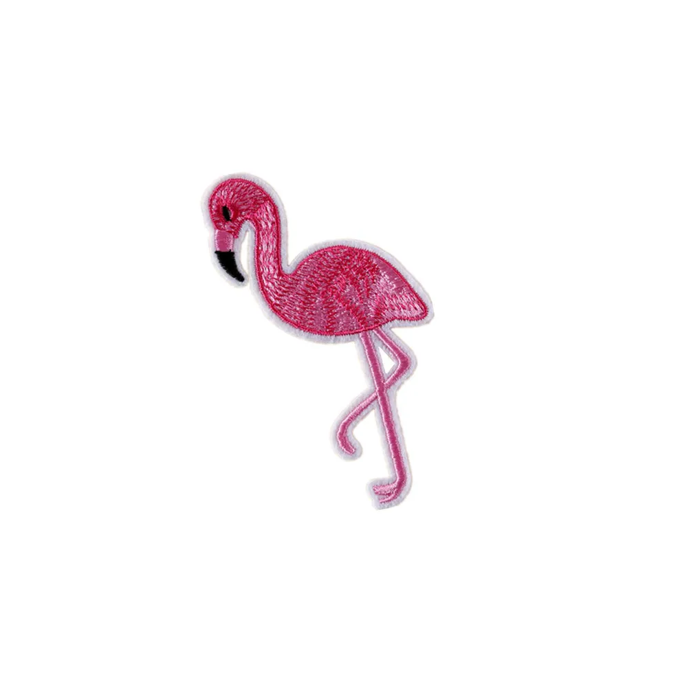 

2Pcs Flamingo Embroidered Patches Iron On Applique Stickers for Clothing Bags Decoration Unique DIY Craft Supplies