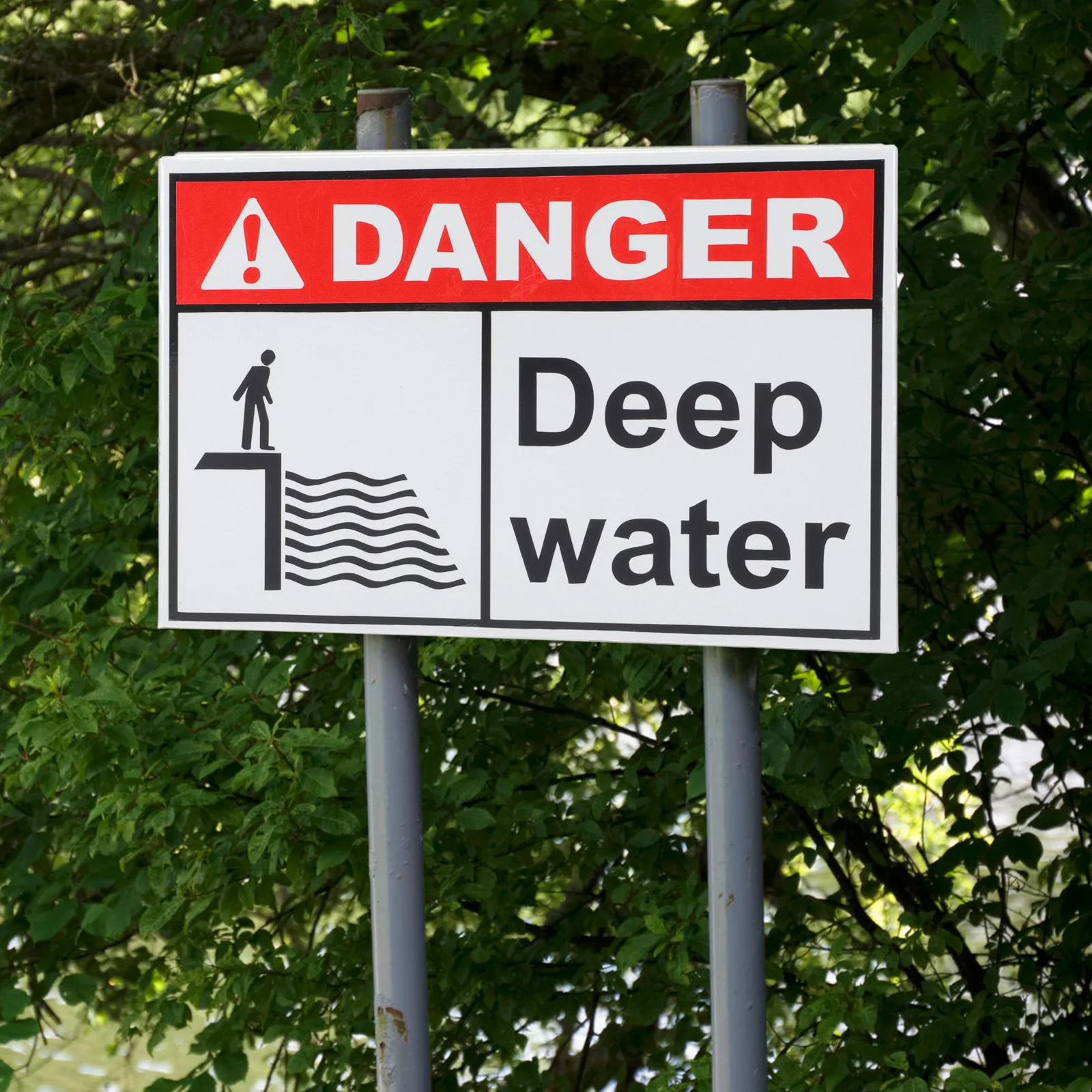 خطر المياه العميقة علامة الألومنيوم المنطقة الخطرة تحذير علامة السلامة في الهواء الطلق الحذر للبالغين بركة #6