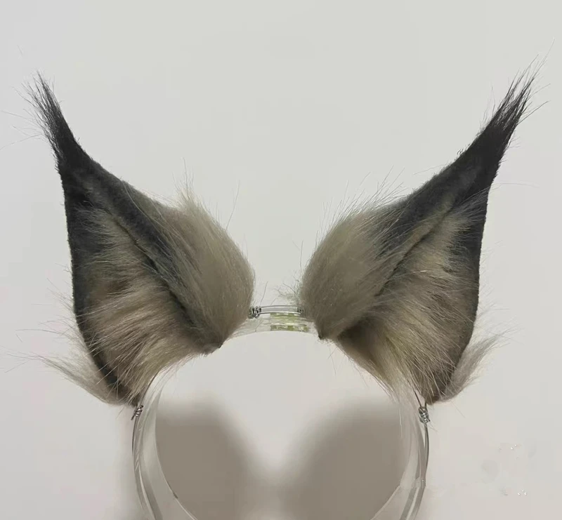 Hand Made Cosplay Prop Simulation Animals Beast Anime Cat Wolf Fox Ear Hairband Hairhoop Headwear Halloween Christmas Game Party