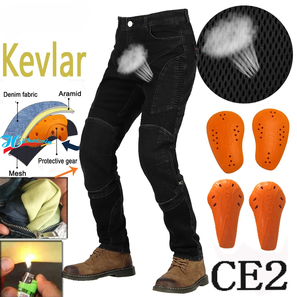 

Summer Mesh ventilation Motorcycle Jeans Motocross Pants Moto Jean Breathable Small foot circumference moto Pant TZ-032