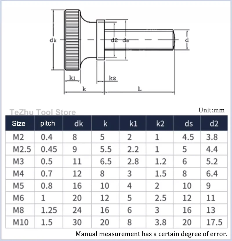 M2 M2.5 M3 M4 M5 M6 M8 M10 M12 GB834 304 Stainless Steel Knurl Head Hand Tighten Curtain Wall Glass Lock Thumb Screw Bolt