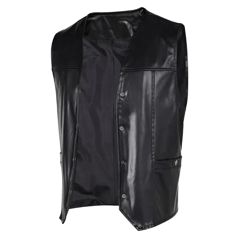 

asdh8@The Walking Cos Death Daryl Dixon Cosplay Men Black Leather Vest Costume Outfits for Adult Male Roleplay Halloween Carniva