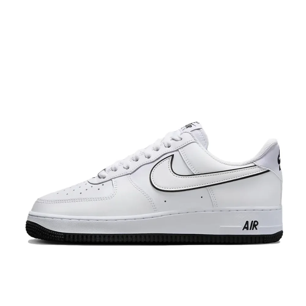 Nike original white and black color Air Force 1 07 low-top plate shoes wear-resistant non-slip men's casual shoes