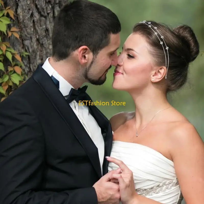 

Y5GC Elegant Silver Rhinestones Headbands Glitters Hair Accessories for Brides 4pcs