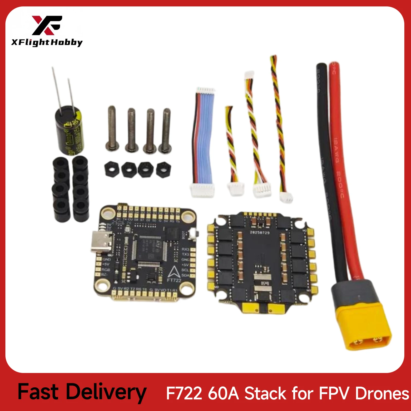 

XFlight Hobby F722 Flight Controller 3-6S 60A BLheli_S 4IN1 ESC Stack BF/INAV for Mark4 FPV 5-10 Inches FPV Drone Quadcopter DIY