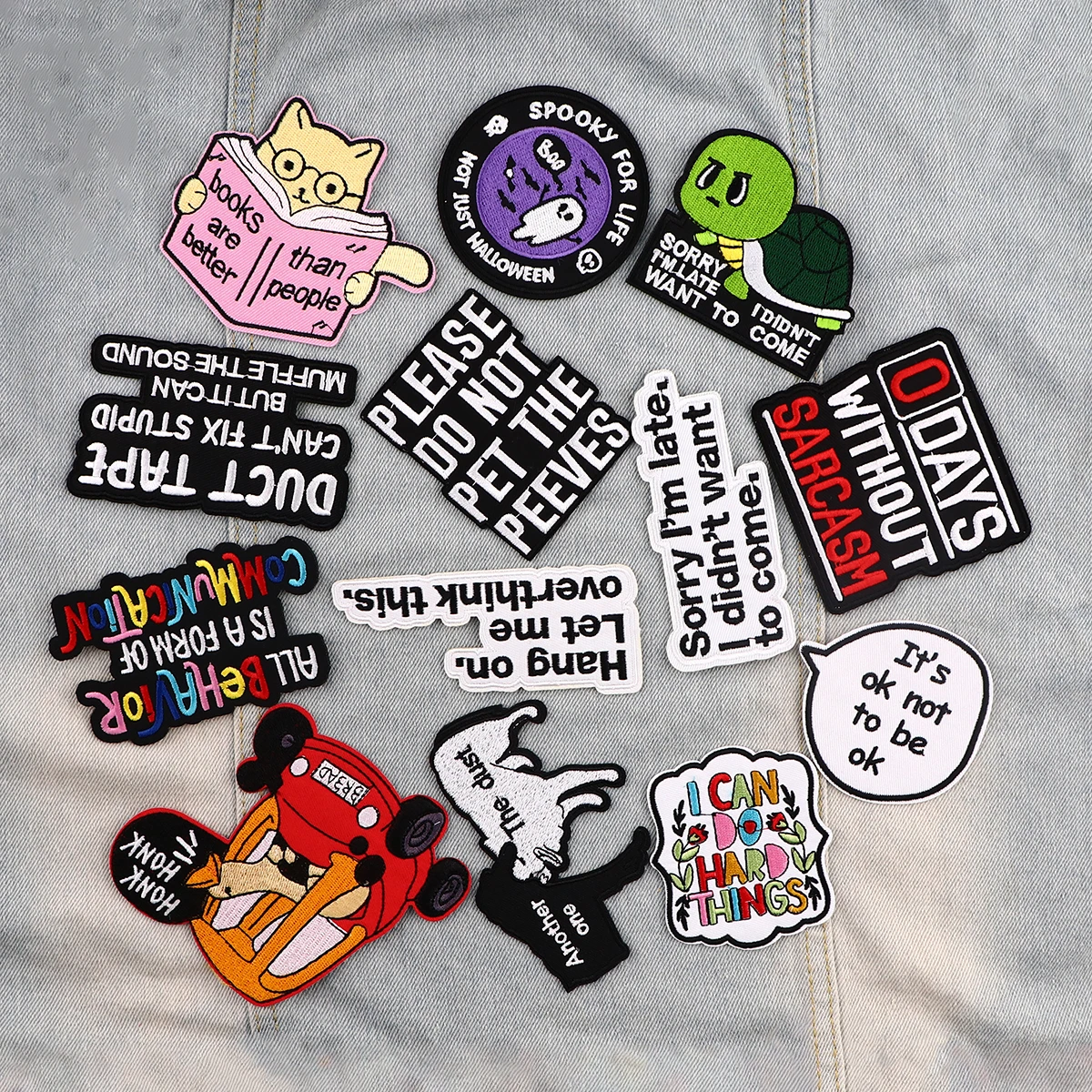 Funny Goose Patch Cartoon Embroidered Patches For Clothing DIY Iron on Patches For Clothes Letters Patch Stickers