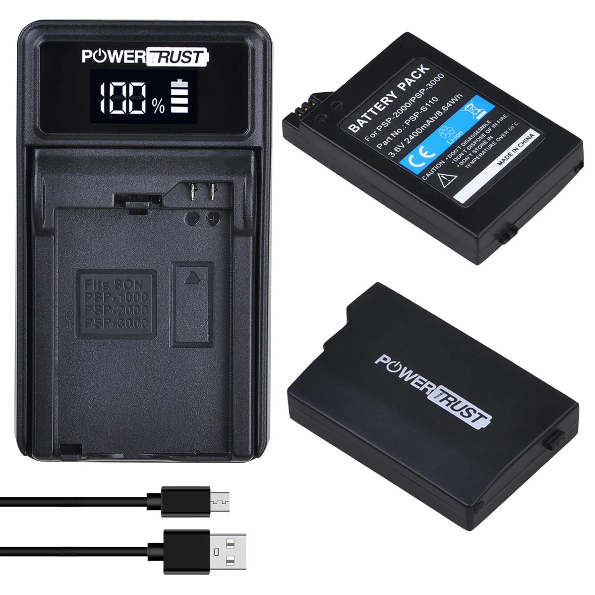 Batería PSP-S110 de 3.6V 2400mAh + Cargador para Consola Sony PSP2000 PSP3000 PSP Lite PSP Slim PlayStation Portable Gamepad