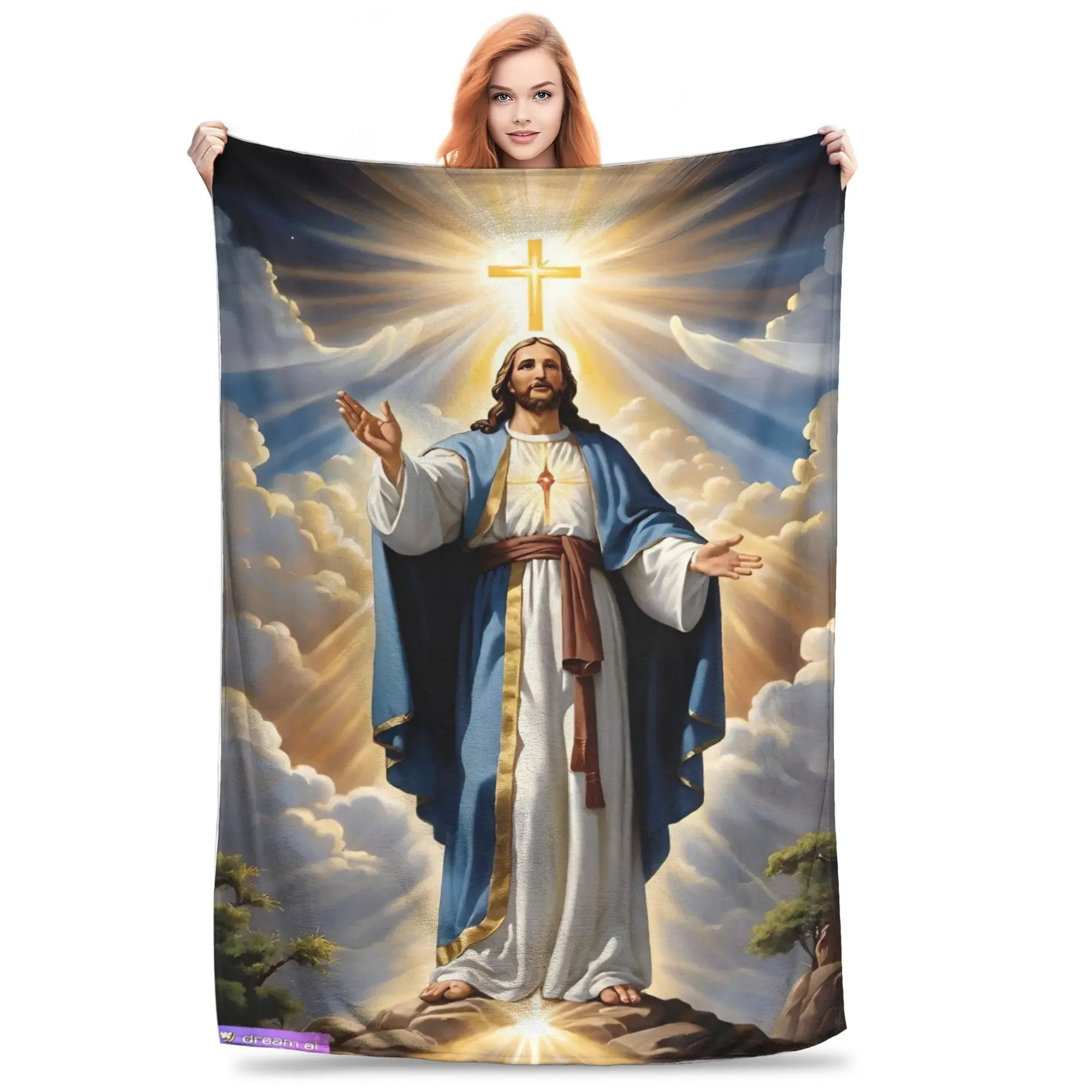 Myth Jesus Fun Flannel Throw Blanket Soft Warm Winter Bedspread for Kids Outdoor Aesthetic Sofa Bed Cover