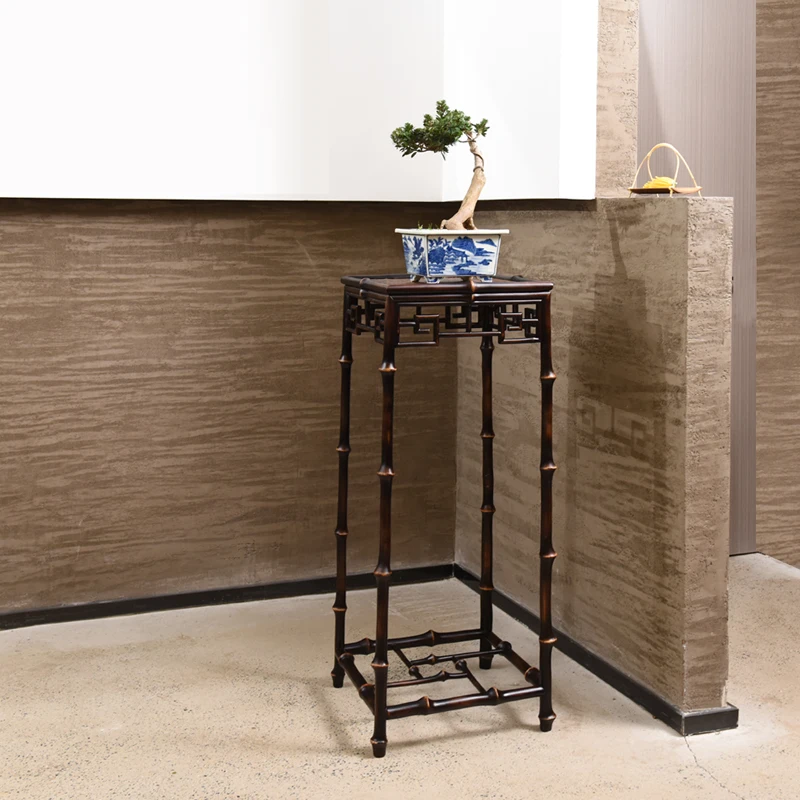 

Floor-to-ceiling high-end new Chinese-style decorative flower table Zen shelf living room