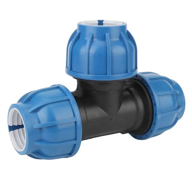 PE Plastic Water Pipe Fitting Accessories 50mm Tee Connector For Pipe Connection