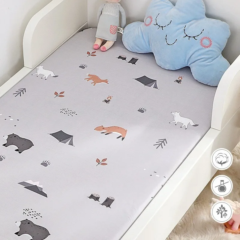 

130x70 см/120x60 см хлопковая кроватка, чехол для детской кроватки, наматрасник для новорожденных, саржевое хлопковое постельное белье