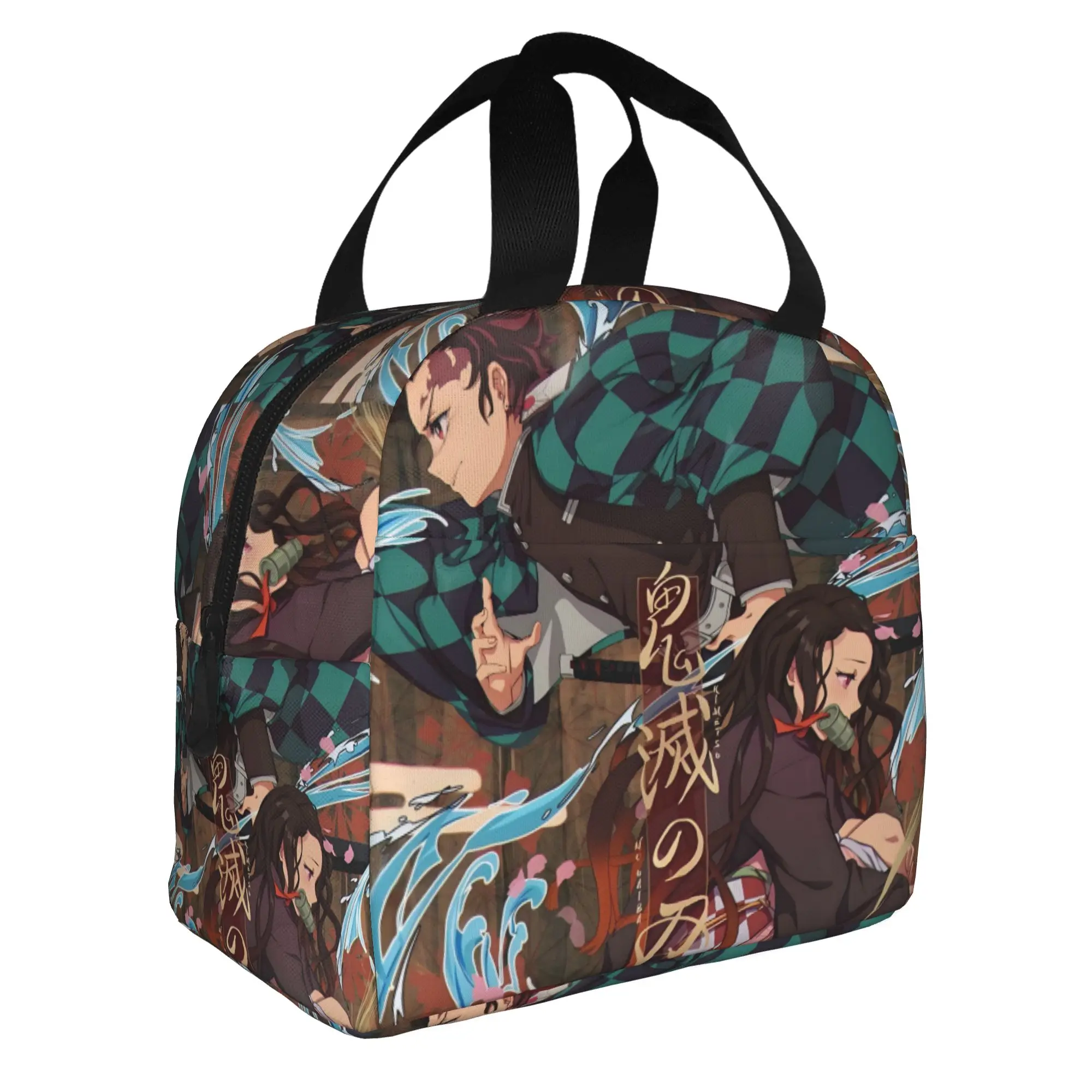 Custom Japanese Demon S-Slayer Lunch Bag Men Women Comic Warm Cooler Insulated Lunch Boxes for School