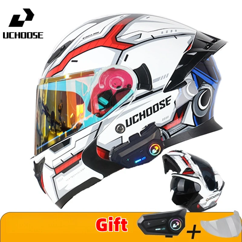 خوذة دراجة نارية بعدسة مزدوجة خوذة مقسمة متقاطعة لركوب الدراجات في الهواء الطلق خوذة كاسكو موتو مع سماعات رأس بلوتوث #1
