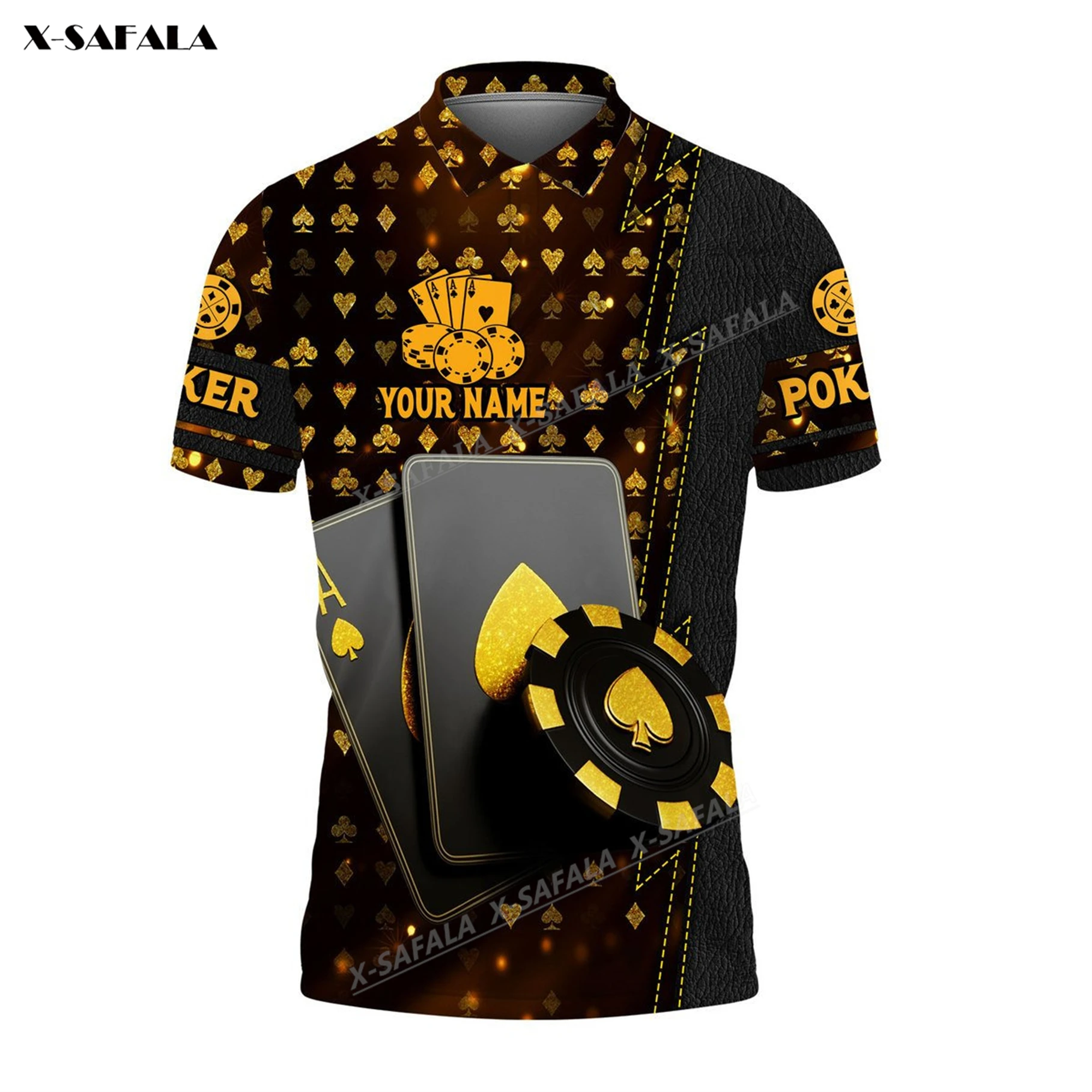 

Poker Skull Gift Dad 3D Full Printed Men Type Polo Shirt Collar Short Sleeve Street Wear Casual Tee Top Business Party Sporty