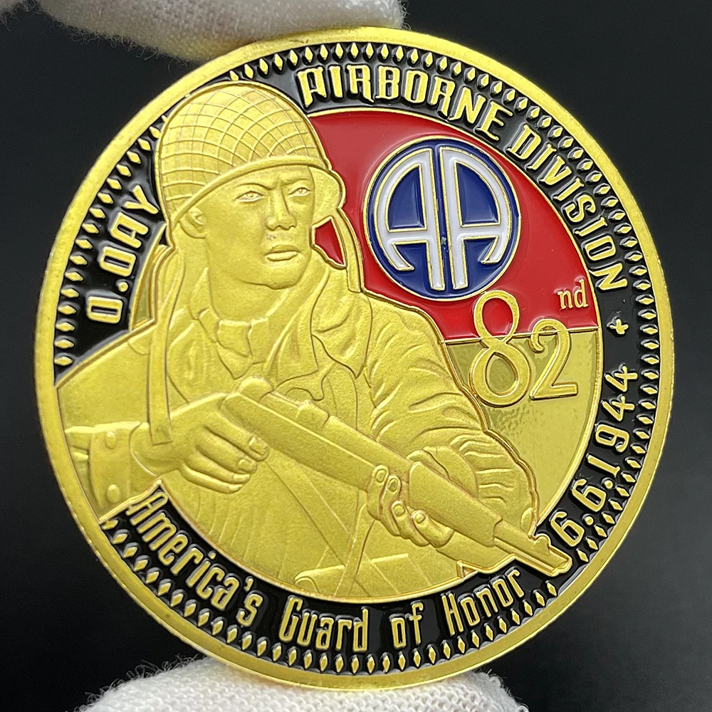 D-Day Commemorative Coin - Normandy Landing 82nd Airborne Division WWII Military Challenge Collectible Veteran Gift Coin view 2