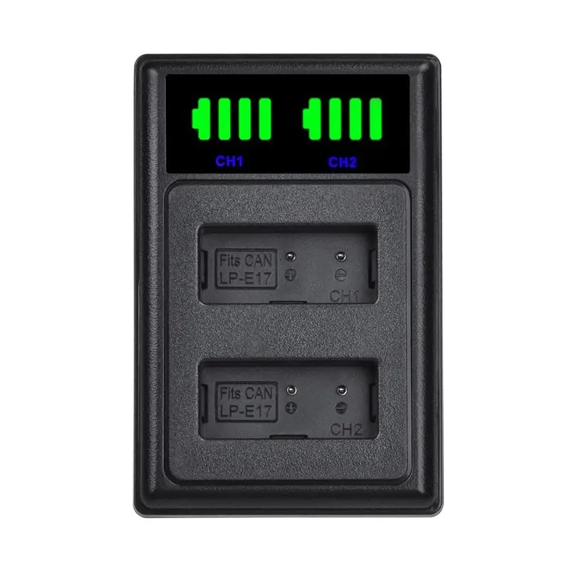 ABGI LP-E17 LCD Dual Battery for Canon for EOS 250D 200D M3 M6 750D 760D T6i T6s 800D 8000D