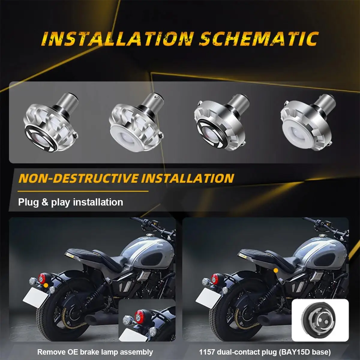 Colorful Motorcycle Led Brake Taillights Flashing Bulb Light Tail 12V For Rear Accessories Motorbike Mini Lights Universal Angel