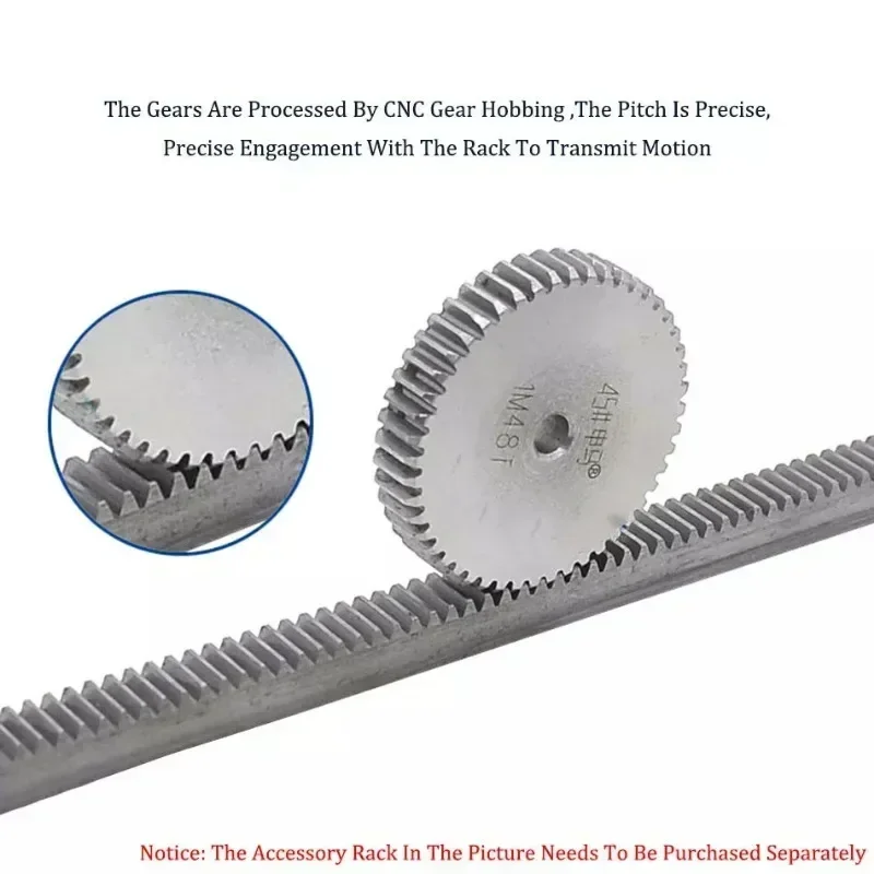 1Piece #45 Steel Spur Gears 1M 44 45 46 47 48 49 50 51 52 53 54 55 56 57 58~60T Metal Transmission Gear Thickness10mm Motor Gear