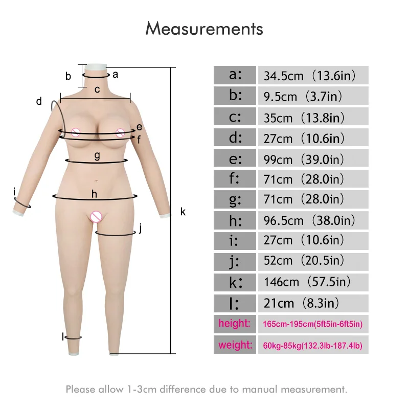 Roanyer Silicone G Cup Whole Bodysuit Crossdresser Costumes Drag Queen Transgender Man’s Chest  Artificial Tits Fake Boobs Body