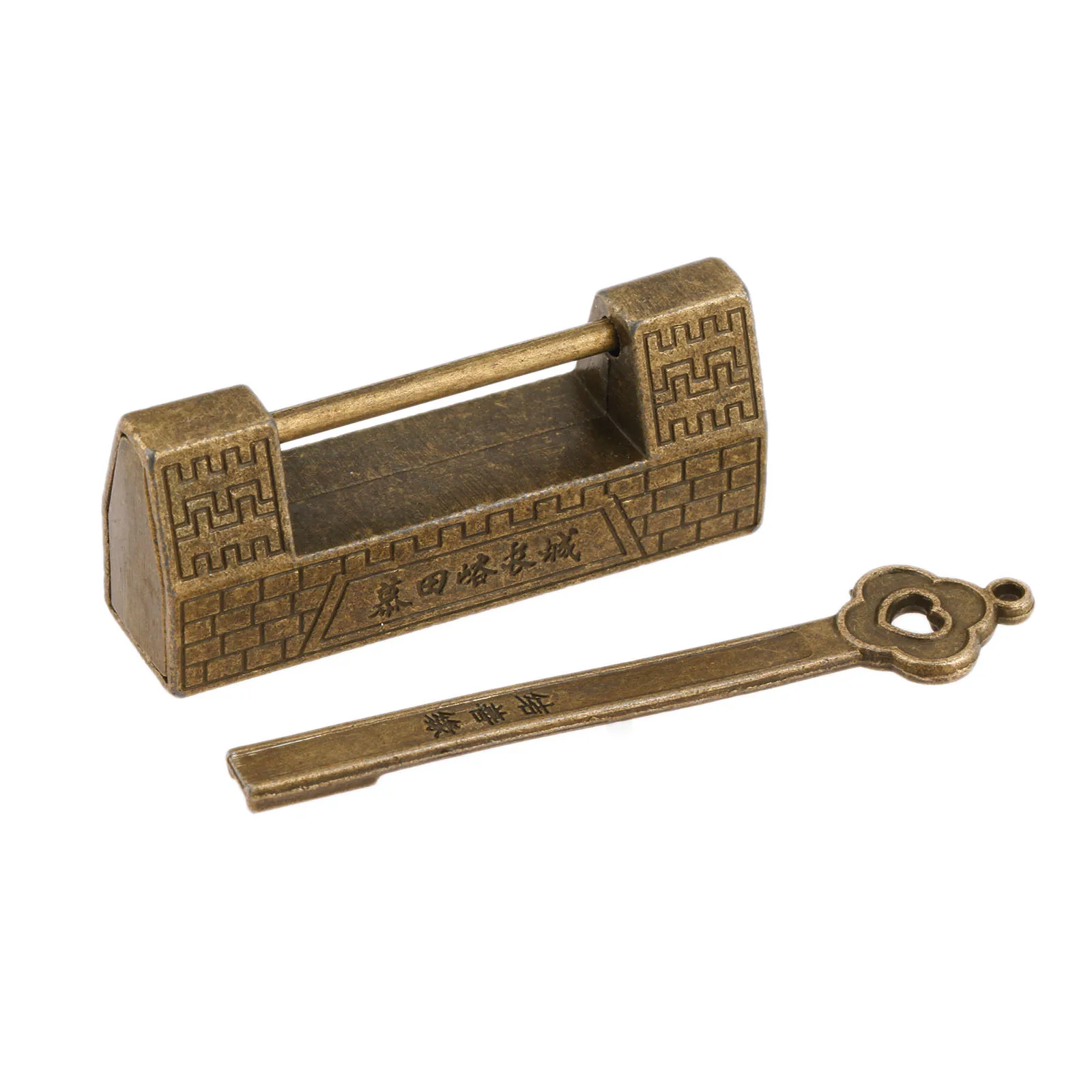1PC Antique Bronze/Gold/Silver Padlock Chinese Old Lock For Cabinet Vintage Jewelry Chest Suitcase Box  Zinc Alloy 48*12*20mm