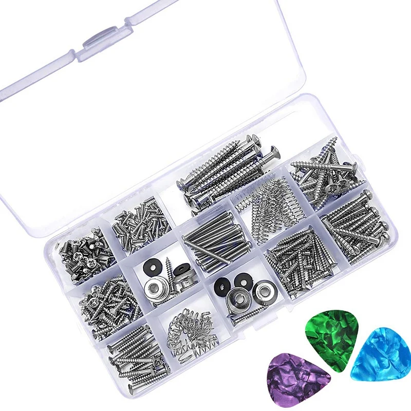 AS98-1 Set Electric Guitar Screw Kit Sorting Box For Electric Guitar Bridges Pickups Tuners Switches Neck Plates Springs 3 Piece