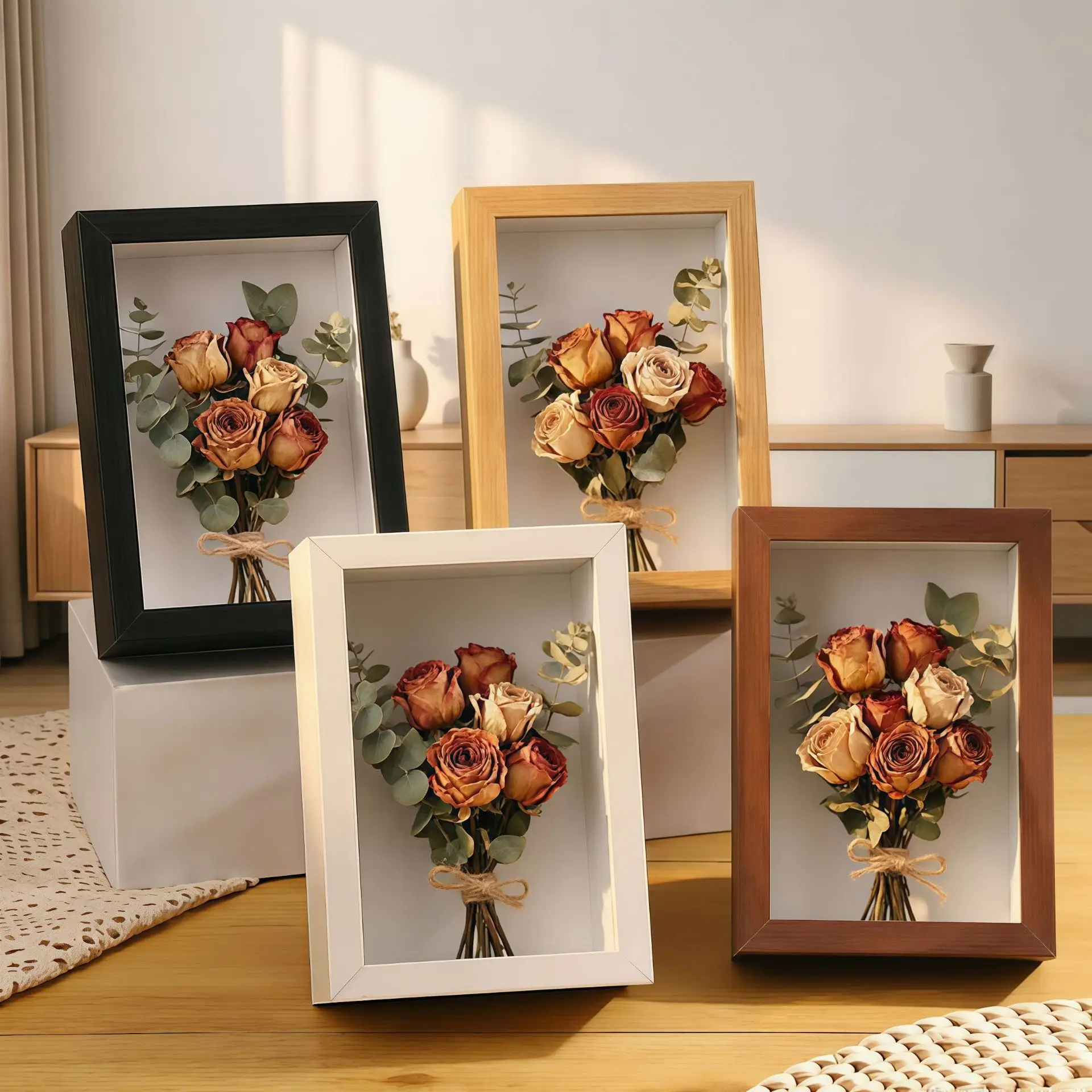 3d photo frame Wood DIY Shadow Box Frame Dried Flower Display Case for Flower Tickets Decor picture Frames Deep fillable frame