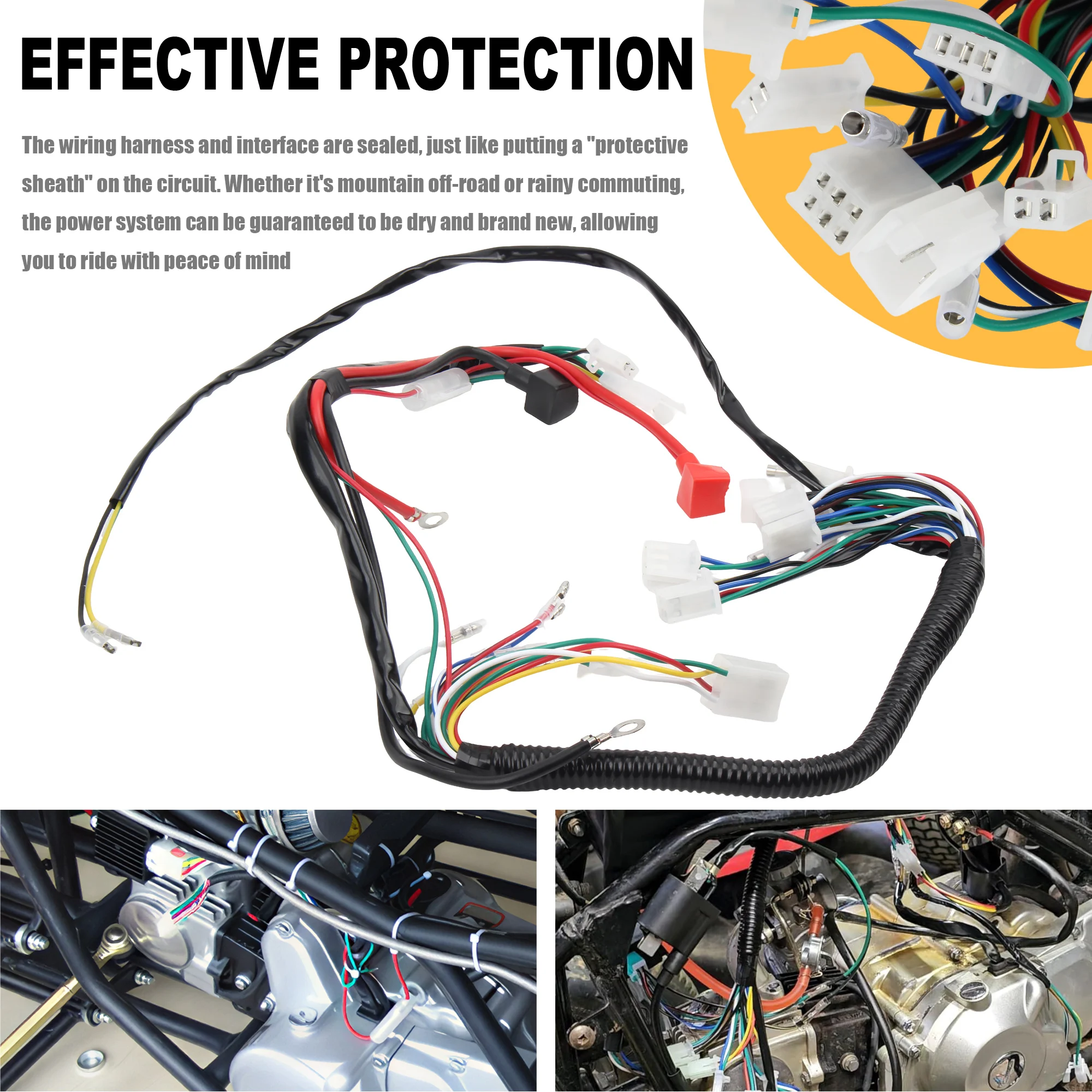 

Для большинства китайских квадроциклов и UTV 50cc, 70cc, 90cc, 110cc, 125cc: полный электрический жгут проводов, замена проводки