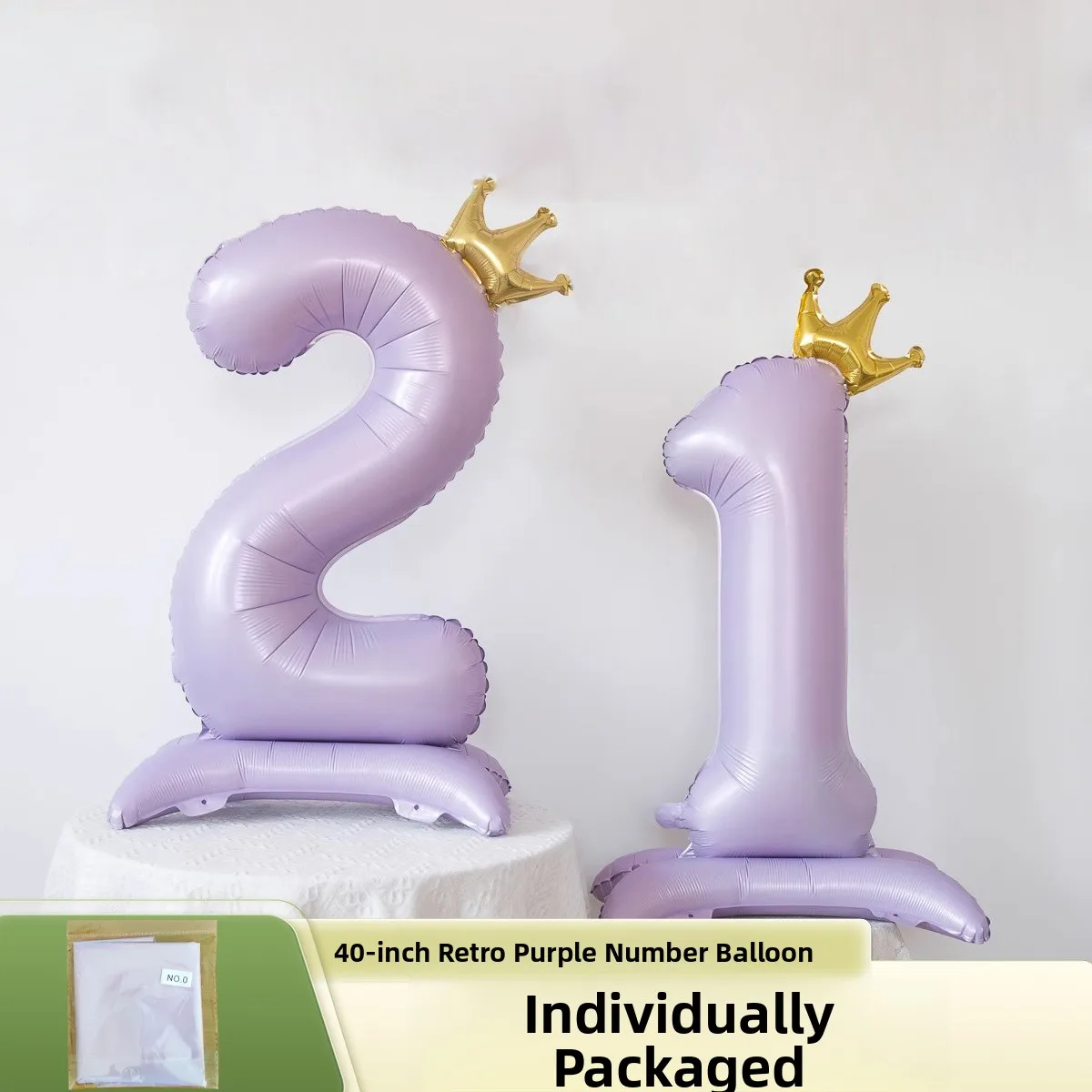 40-Inch Standing Vintage Cream Purple Crown Number Balloons for Baby Girl Birthday Decorations Non-Destructive Colorfast Shor...