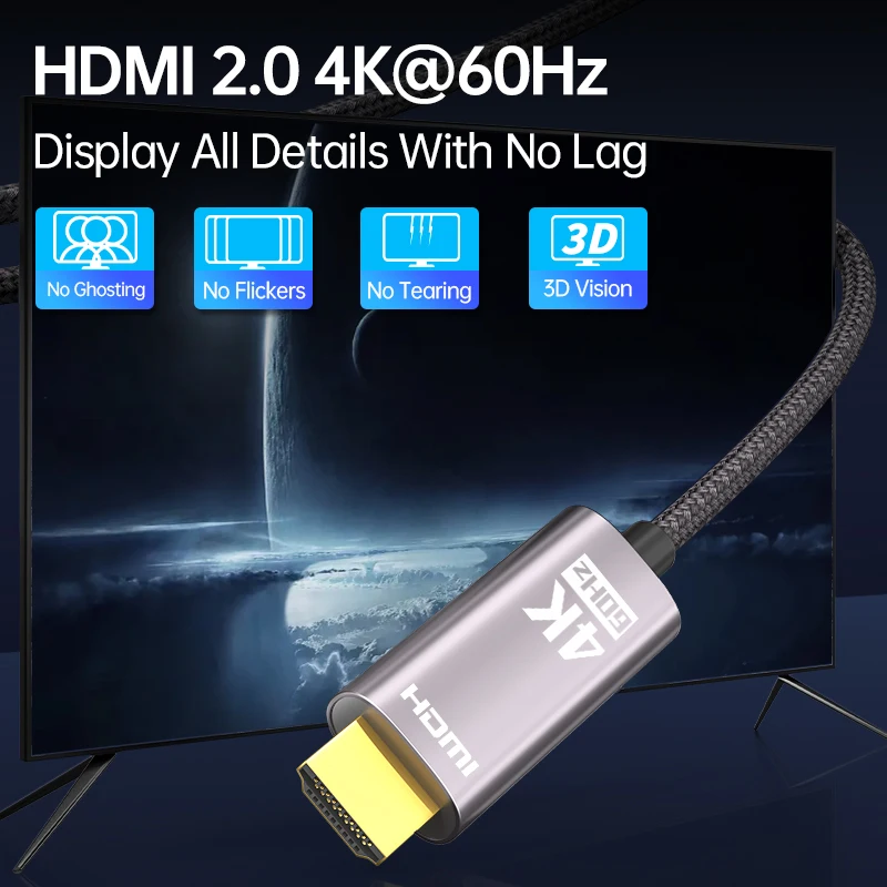 Convertisseur de câble USB Type-C vers HDMI, adaptateur pour MacPlePro Air, iPadPro, Samsung Galaxy, Pixelbook, XPS, TV, 4K, 60Hz UHD