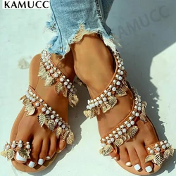 Frauen Sommer Wohnungen Sandalen Frau Strand Hausschuhe für Frauen Sandalen Flip-Flops Damen Kristall Strand Sliders Casual Hausschuhe Schuhe