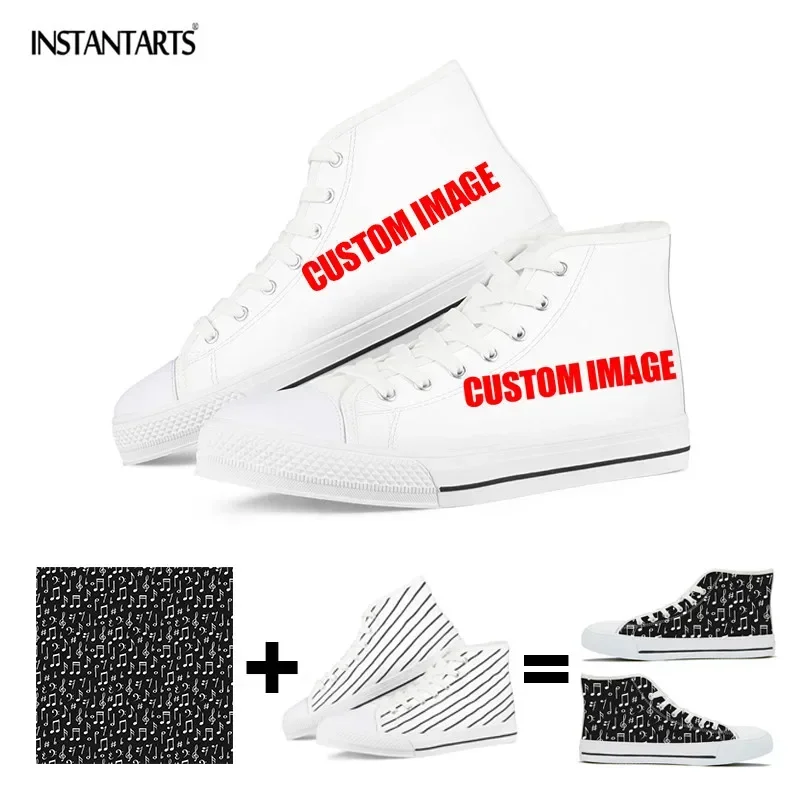 Custom Image Logo/Name/Animal Personalize Men Vulcanized Flats Sneakers High Top Male Canvas Shoes Zapatos De Hombre