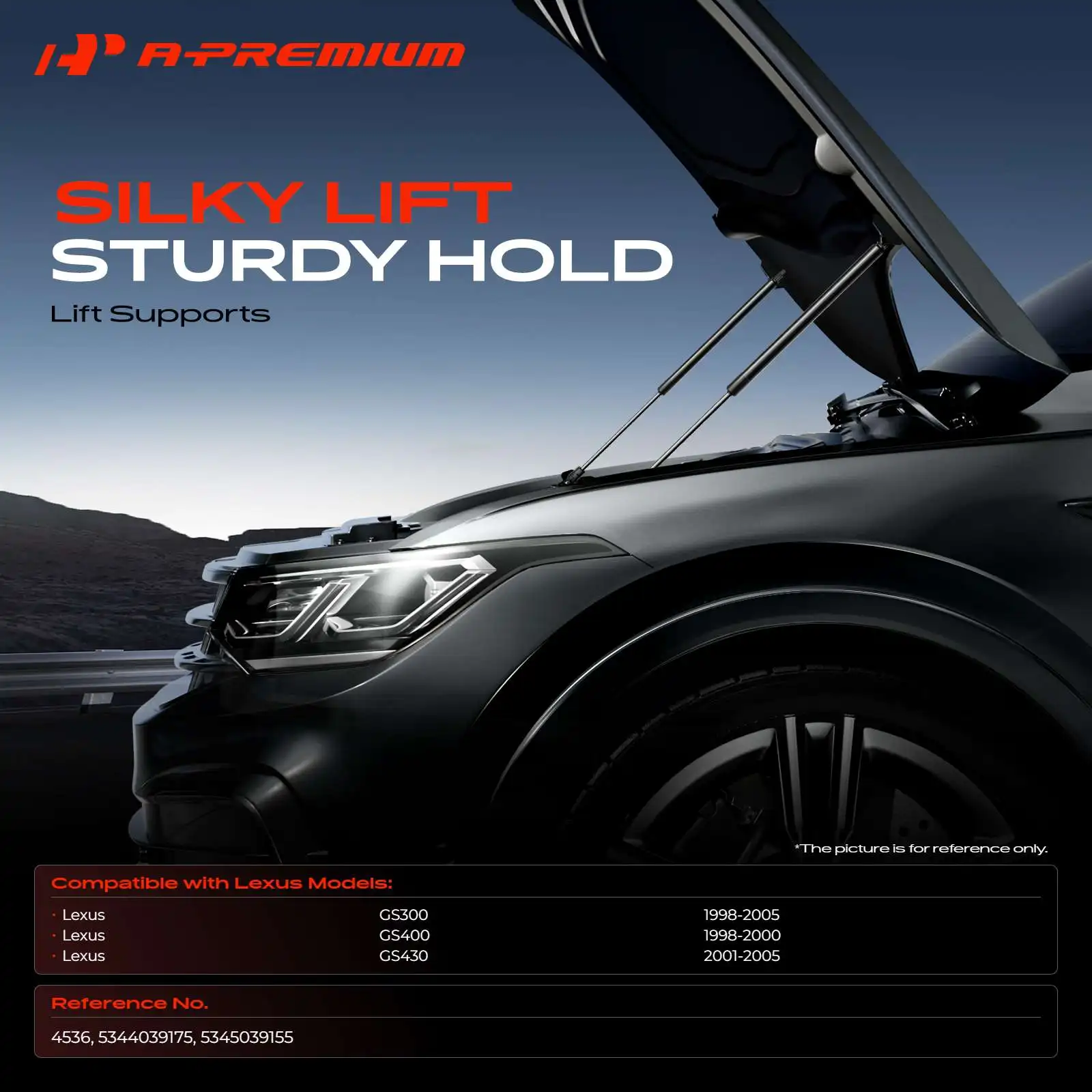A-Premium 2Pcs Front Hood Lift Supports Shock Struts for Lexus GS300 1998-2005 GS400 1998-2000 GS430 2001-2005