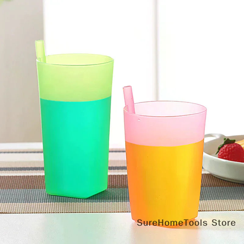 Children Infant Baby Sip Cup With Built In Straw Mug Drink Food-grade Plastic Integrated Straw Cup Kids Water Bottle