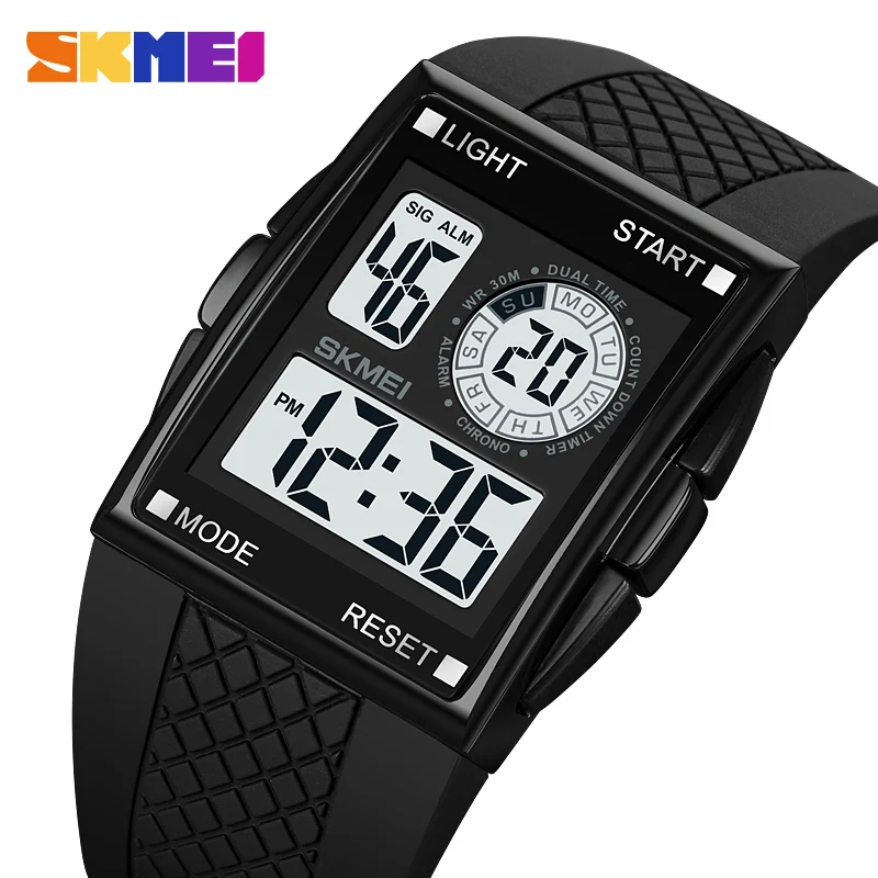 SKMEI 1967 Fashion LED Light Electronic Men's Watch Sports Waterproof Countdown Retro Dial Digital Watch relógios masculino