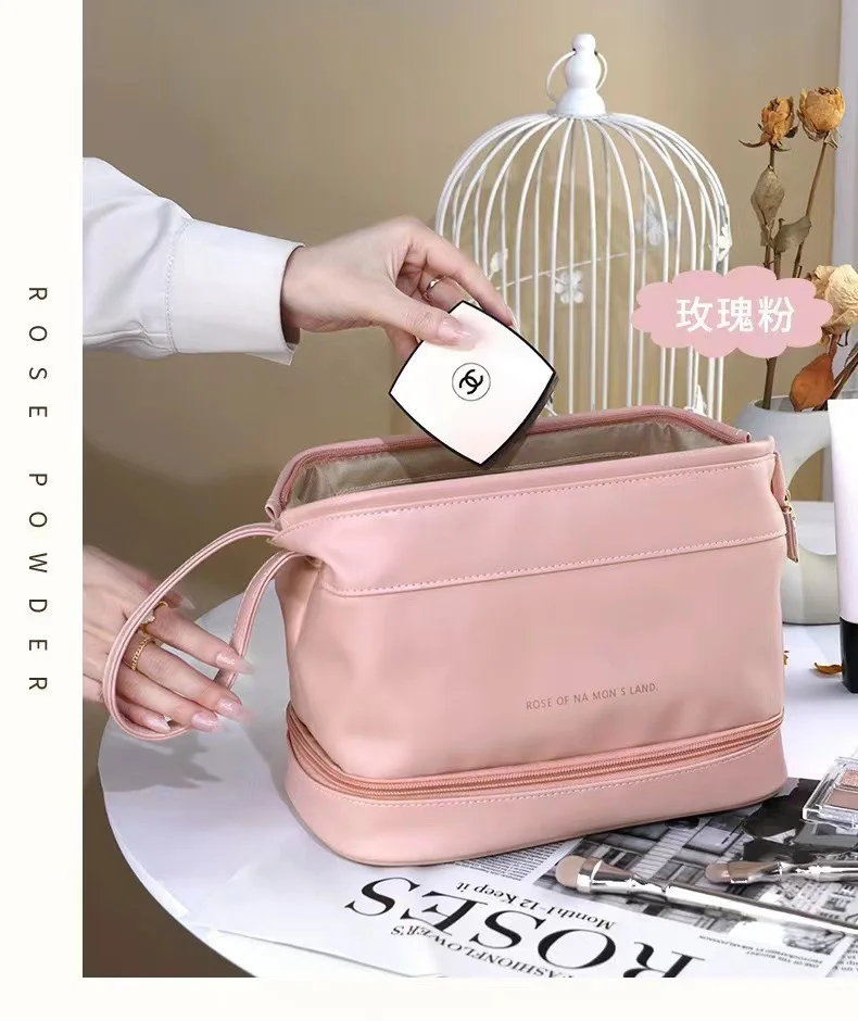 Doppels ch ichten schwarze Mesh Kosmetik tasche Reise tragbare große Kapazität Make-up Fall Organizer Aufbewahrung beutel Reiß verschluss Kultur beutel – Detail 26