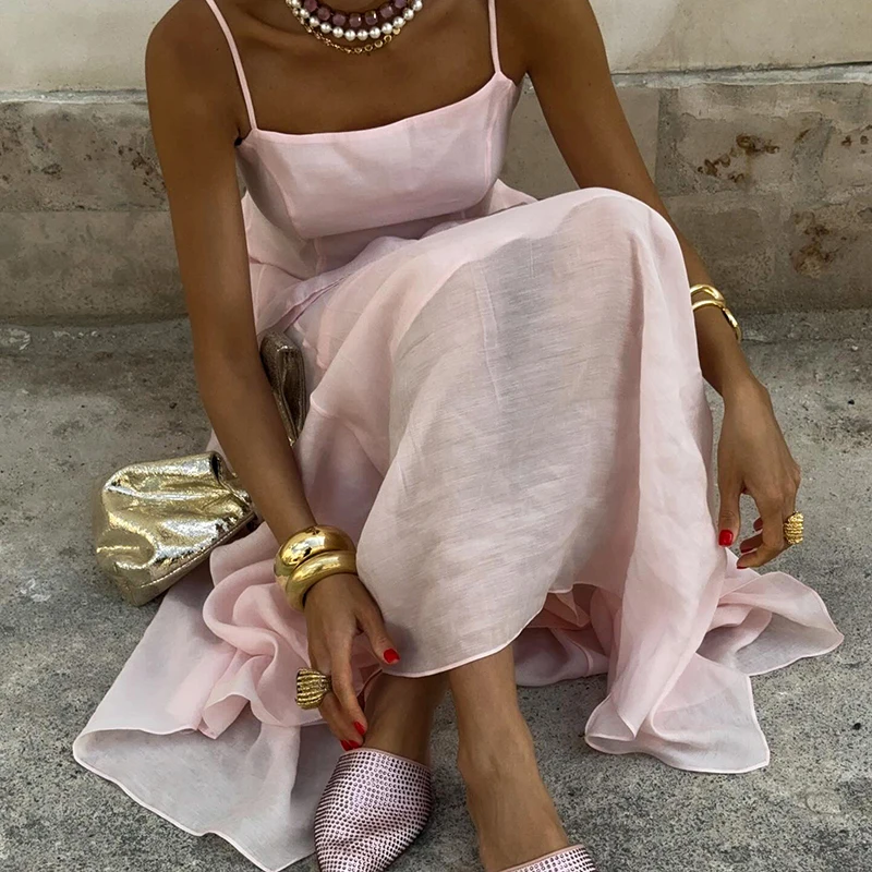 

Pink Off Shoulder Slim Fit Summer Outfit Elegant Square Neck Camisole Top &Long Skirt Women 2pc Set Casual Holiday Party Suits