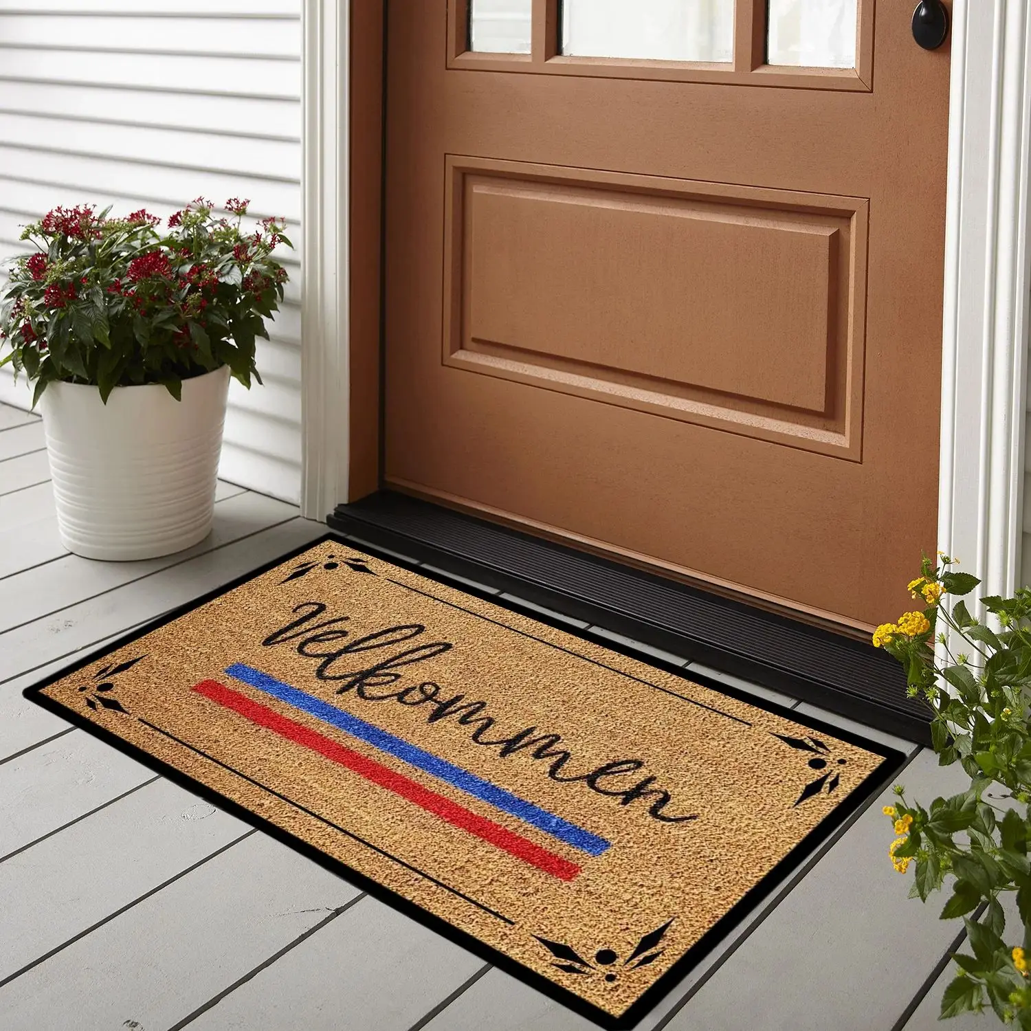 

Norwegian Velkommen Door Mat Non Slip Entryway Rug Outdoor Doormat Porch Patio Front Floor Holiday Rug Decor Home Foot Mat