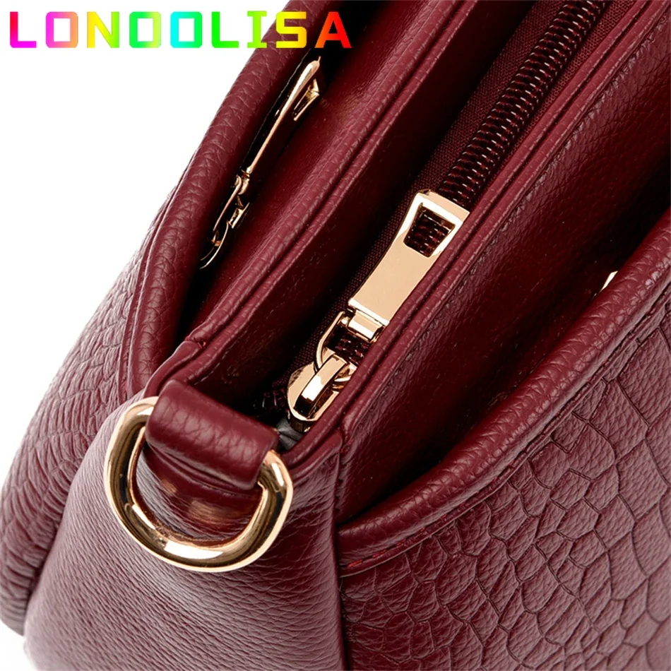 3 Layers Alligator Pattern Handbag for Working Women Leather Shoulder Messenger Female Bag Lady Shopping Mommy Handle Sac Bolso