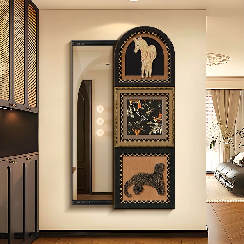 Medieval-Style Full-Length Adjustable Eco-Friendly Crystal Membrane Sliding Mirror Decorative Painting Vintage Mirror