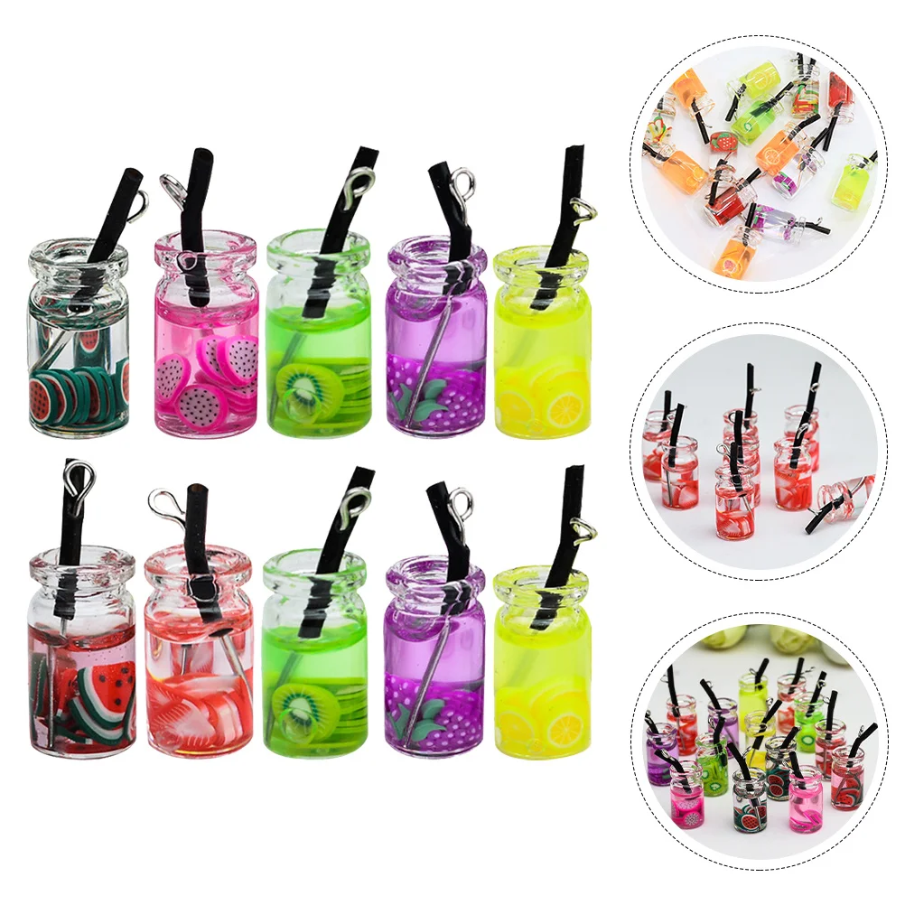 20Pcs Creative Earrings Pendants Mini Fruit Drink Cup Resin DIY Supplies Unique Jewelry Accessories Keychain Adornments
