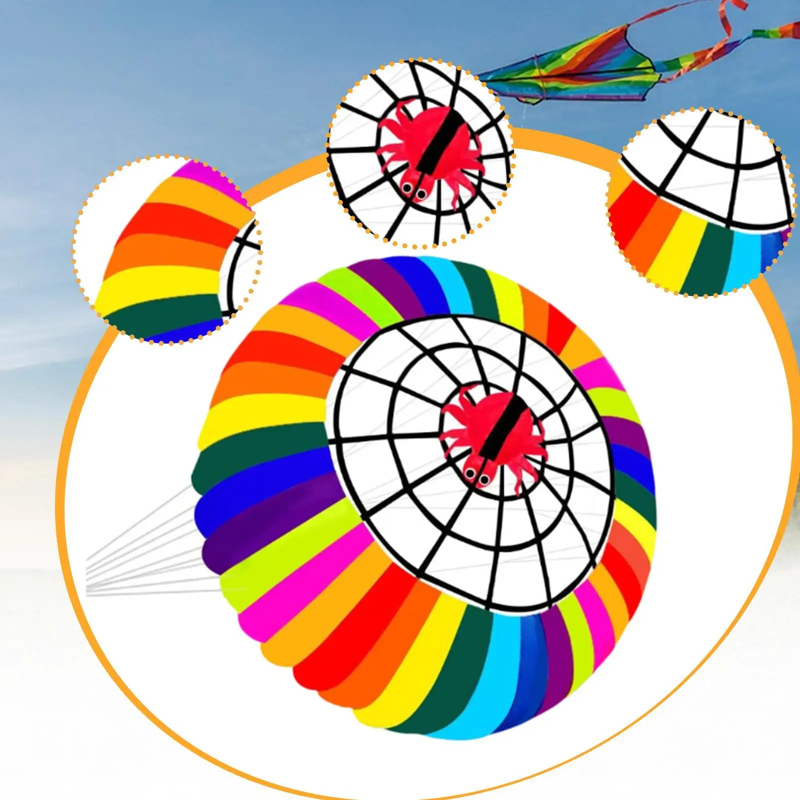 Latawiec Pierścień Tęczowy Kolorowa Obrotowa Miska Korona o Średnicy 98 cali Duży Rozmiar do Latawania w Parku na Plaży na Zewnątrz Trening Kitesurfingu